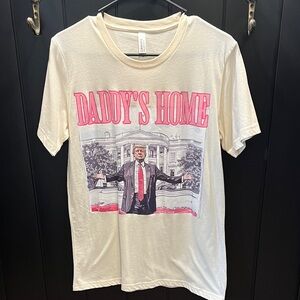 Cream Graphic T-Shirt with Pink Print- Custom Donald Trump shirt
